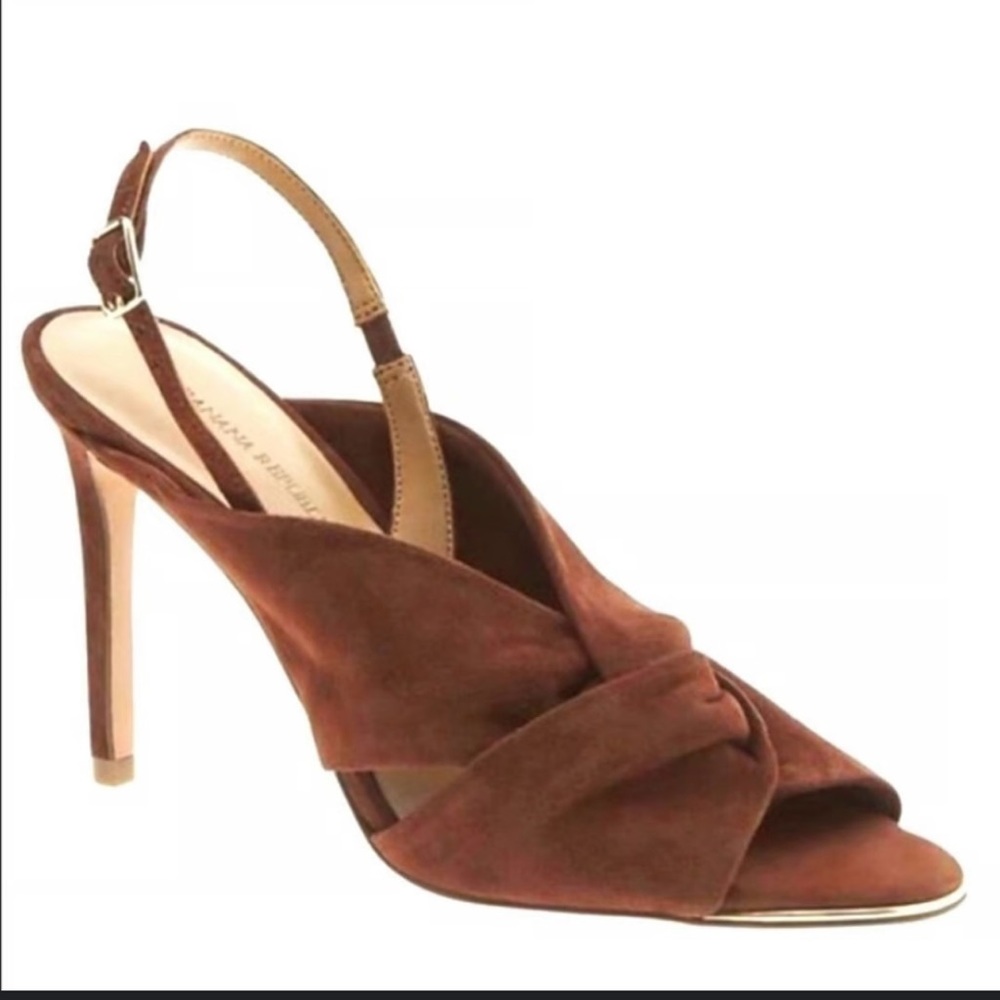 Banana Republic Jessa Suede open toe sling back heels